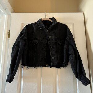 Black Cropped Denim Jacket size medium